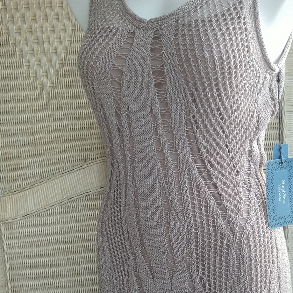 COMING MSRP=$68 NWT Mermaid Influenced Lined Taupe Fishnet Dress NWT - Picture 2 of 8